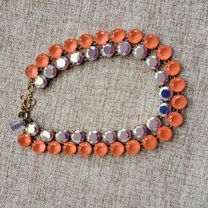 J. Crew Iridescent Lavendar and Orange Double Strand Necklace NWT